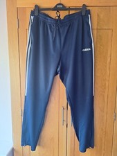 Adidas Tapered 3 Stripe Mens Blue Joggers /Sweatpants with Pockets
