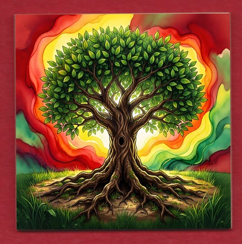 Multicolour tree decorative - multicolour,
