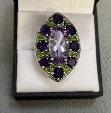 size 6 Sterling silver 925 Amethyst and peridot ring big statement