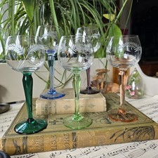 Vintage Hock Glasses Coliured