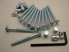 Bed / cot bolts 12 sets of M6 x 60mm bolt, allen key & 14mm barrel nut= 25 items