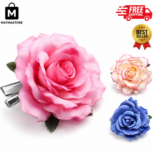 Rose flower hair clip - rose,