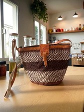 Handmade Woven Sisal Leather Market Bag Kiondo/ Kenyan/Tribal/Backpack Handbag