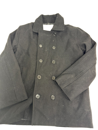 Navy black pea coat mens - black, 100%