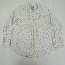 CREW CLOTHING Shirt 16 White Blue Women's 100% Cotton Floral Long Sleeve