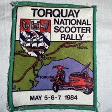 Torquay National Scooter Rally Patch 1984 15cm X 12cm Vintage Fabric 