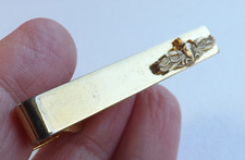 Vintage Tie Clip Tie Pin Gold Tone with Knight Helmet Heraldic Design FREE P&P