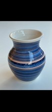 Pretty Little Blue Striped Vase I.O.W  Alum Bay Pottery
