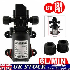 UK 12V Water Pump High Pressure Diaphragm Self Priming 130PSI 6L/Min RV Caravan