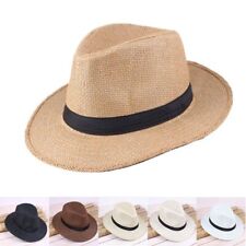 Outdoor Travel Beach Summer Men Straw Hat Cowboy Cap Panama Wide Brim Sunhat