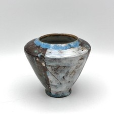 Blue & Brown Conical Studio Pottery Vase Pot Sugar Bowl