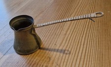 Antique Turkish Coffee Pot,  Brass/Copper Makers Stamp on Base, Un Polished