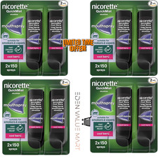 Nicorette Quickmist Cool Berry Nicotine Mouthspray 2 x 150 Sprays pack of 4