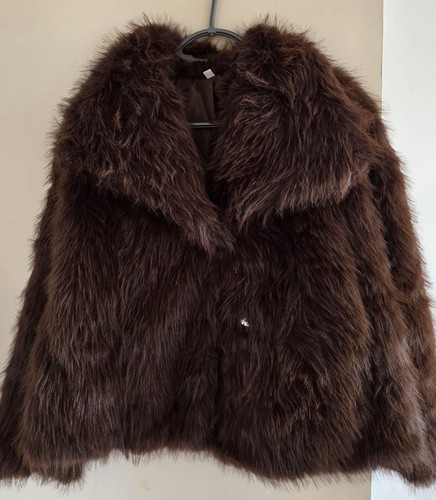 Faux fur cropped - jacket, size