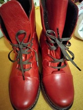 New Ladies Bellissimo Red Leather Ankle Boots Size 6