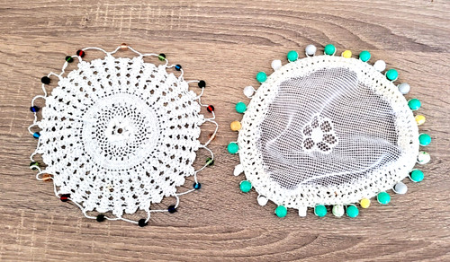 Set two hand crocheted - hand, &