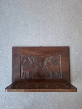 Vintage Large Wooden Pipe Rack with Deer Motif 12 pipes