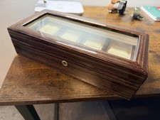 4 Slot Wooden Glass Top Watch Display Case Storage Box Glass Jewelry