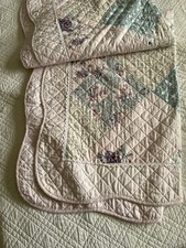 Patchwork Shabby Chic Quilted Throw Blanket Bedspread  Pink Floral 60”x84”