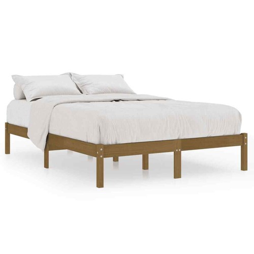 White bed wooden frame solid - bed,