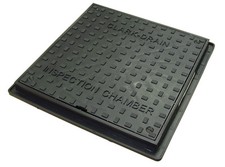 Inspection Chamber Solid Manhole Cover 400mm Square to 220-300mm Diameter CD 300