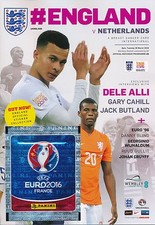 ENGLAND v Netherlands Holland (Friendly) 2016 includes FREE Panini stickers pack