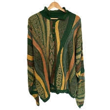 Vintage COOGI Australia 90s Linen Knit Jumper Sweater Rare Bold Colourful Design
