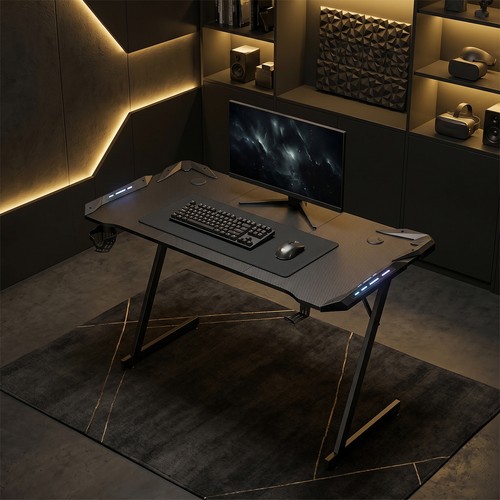 Gaming desk with - desk, light