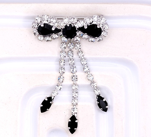Vintage black rhinestone - black, bow