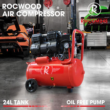 Air Compressor RocwooD Electric 24L Litre 1HP 750w Silent Oil Free 8bar 116psi