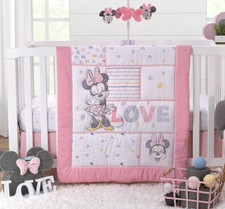 Disney Baby Minnie Mouse LOVE 3 Pc Cot Bedding Set Quilt Sheet New