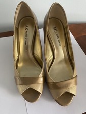 AK Anne Klein Open Toe ladies shoes,dark gold,Heels, 3.5uk excellent condition 