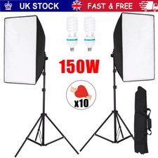 2 X 150W Softbox Lighting Kit Video Photo Soft Box Continuous Light Stand Studio