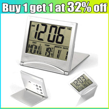 Digital Travel Alarm Clock - Foldable Calendar Temperature Date Timer LCD Clock