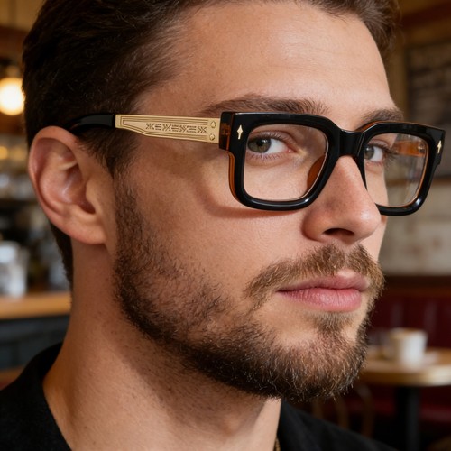 Men square plain glasses - plain,