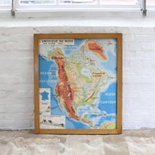 Vintage Double Sided French School Map - North America and Asia
