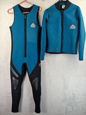 Vintage Typhoon 2 Piece Wetsuit Size M Teal Full Length Sleeveless & Jacket