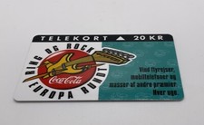 Telekort 20KR Phone card Coca-Cola Ring Og Rock Around Europe Festival Denmark