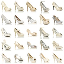 WOMENS LADIES WEDDING EVENING SANDALS BRIDAL PROM PARTY HIGH HEEL SHOES SIZE