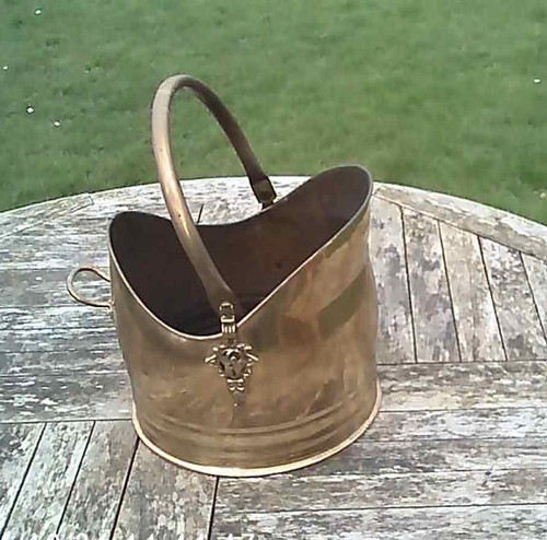 Vintage brass coal scuttle - vintage,