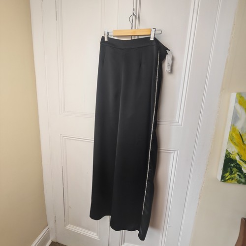 Coast wide leg black satin - wide,
