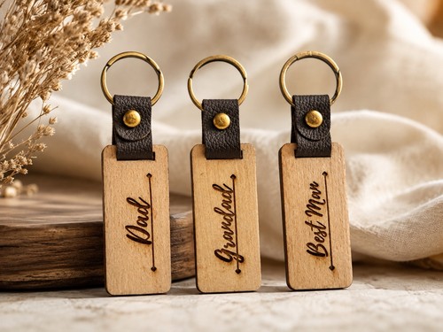 Personalised wooden keyring - wooden,
