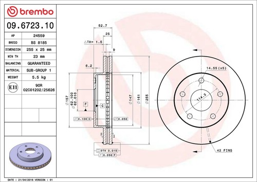 Brembo front brake 255mm - x,