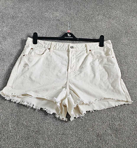 Primark white denim cut off - denim,