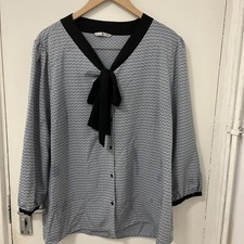 TU Blue Patterned Pussy Bow Blouse Size 22