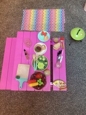 Our Generation American Girl 18 Inch Doll Pink Bench Picnic Table Set with BBQ