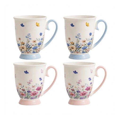 Mug set footed floral - mug, 4