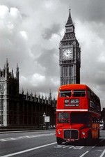 Big Ben London Red Bus Wall