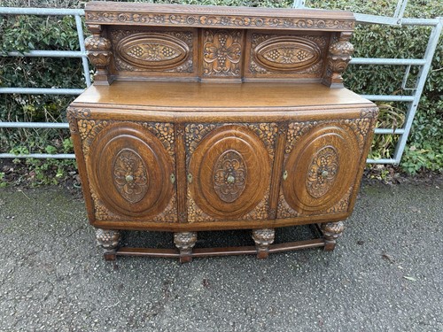 1920s 30s carved - oak, sideboard
