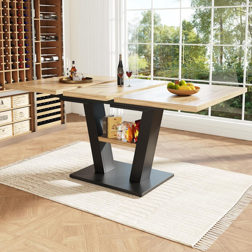 Oak extendable dining table - extendable,